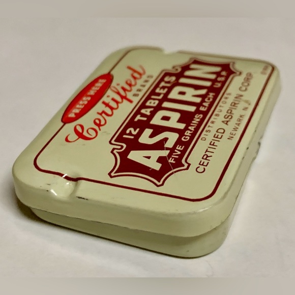 Mid Century Vintage CERTIFIED Brand Aspirin Hinge Lidded Medicine Tin - Picture 9 of 16